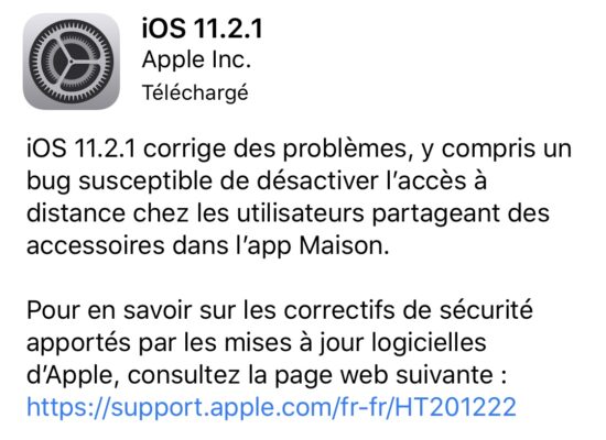 iOS 11 : Mise à jour iOS 11.2.1 disponible !