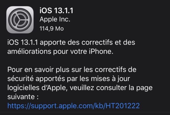 iOS 13 : Mise à jour 13.1.1 désormais disponible