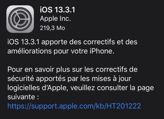 #iOS13 : Nouvelle mise à jour iOS 13.3.1