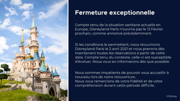 Fermeture prolongée de Disneyland Paris