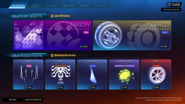 Boutique Rocket League 2 – 3 juillet 2021