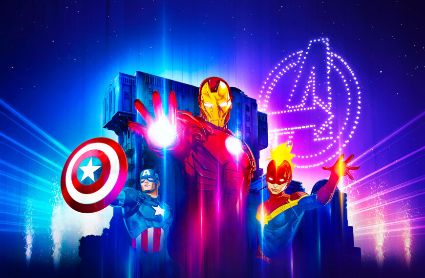 Arrivée du spectacle nocturne de drones Avenger :…