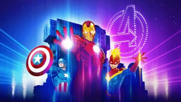 La fin du spectacle Avengers : Power the Night