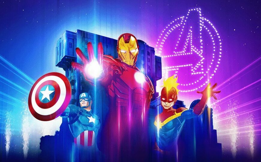 La fin du spectacle Avengers : Power the Night
