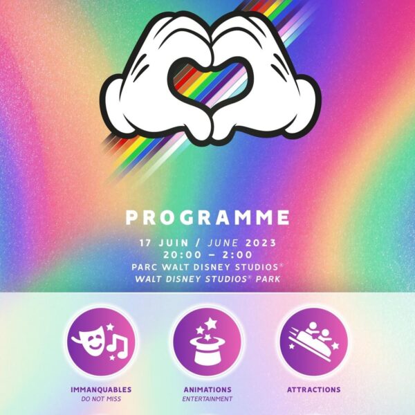 Programme de la Soirée Pride du 17 juin 2023 à Disneyland Paris