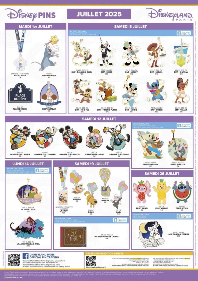 Les Pins Disney de Juillet 2025 : Un Été Collector à Disneyland Paris !