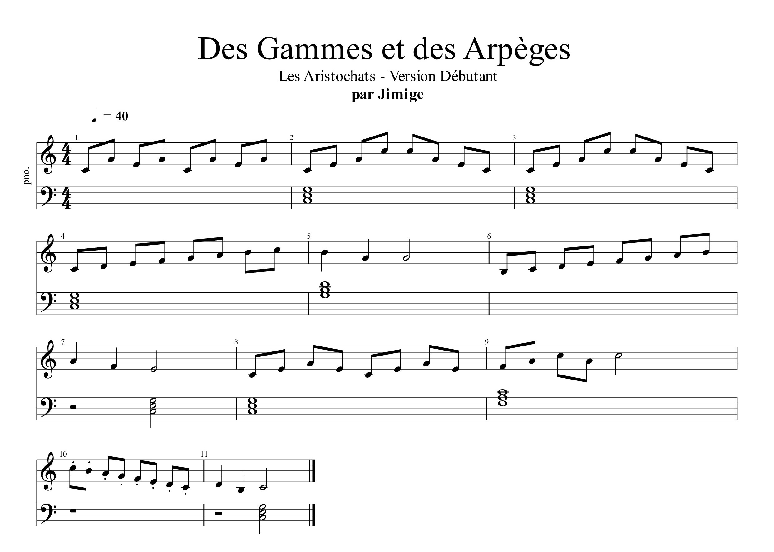 Des Gammes et des Arpèges - Les Aristochats - Piano Débutant